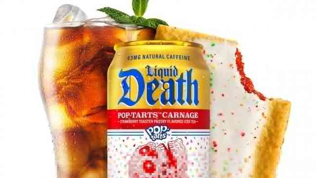 В результате сотрудничества Liquid Death и Pop-Tarts классическая закуска превратилась в холодный чай.
